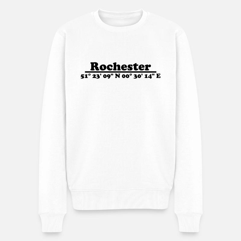 Rochester Koordinaten - Männer Premium Bio Pullover - Weiß