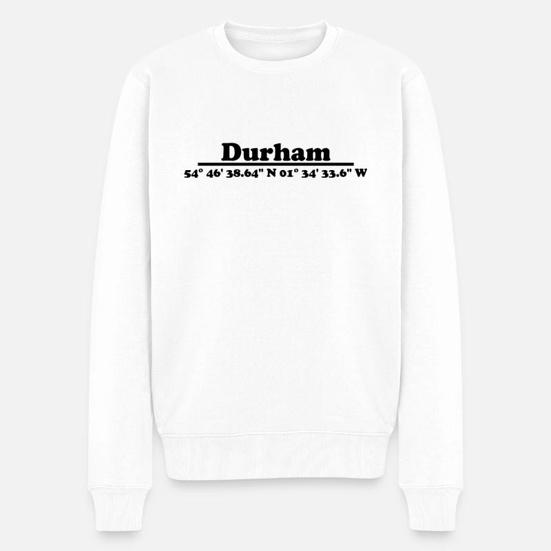 Durham Koordinaten - Männer Premium Bio Pullover - Weiß