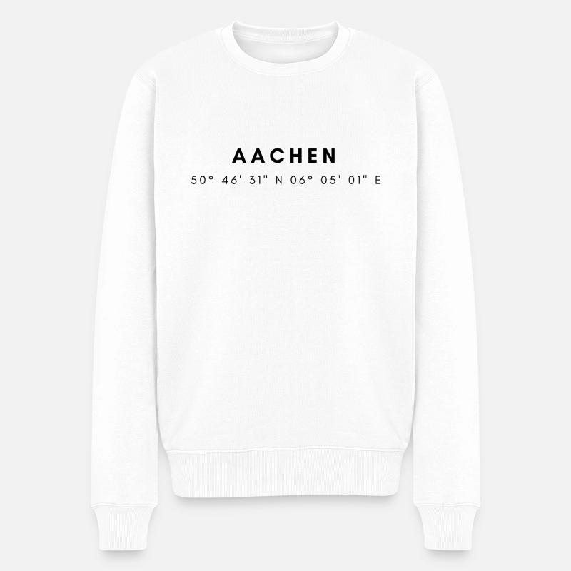 Aachen Koordinaten - Männer Premium Bio Pullover - Weiß
