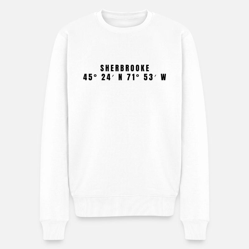 Coordonnées Sherbrooke, Canada - Pull Premium bio Homme - blanc
