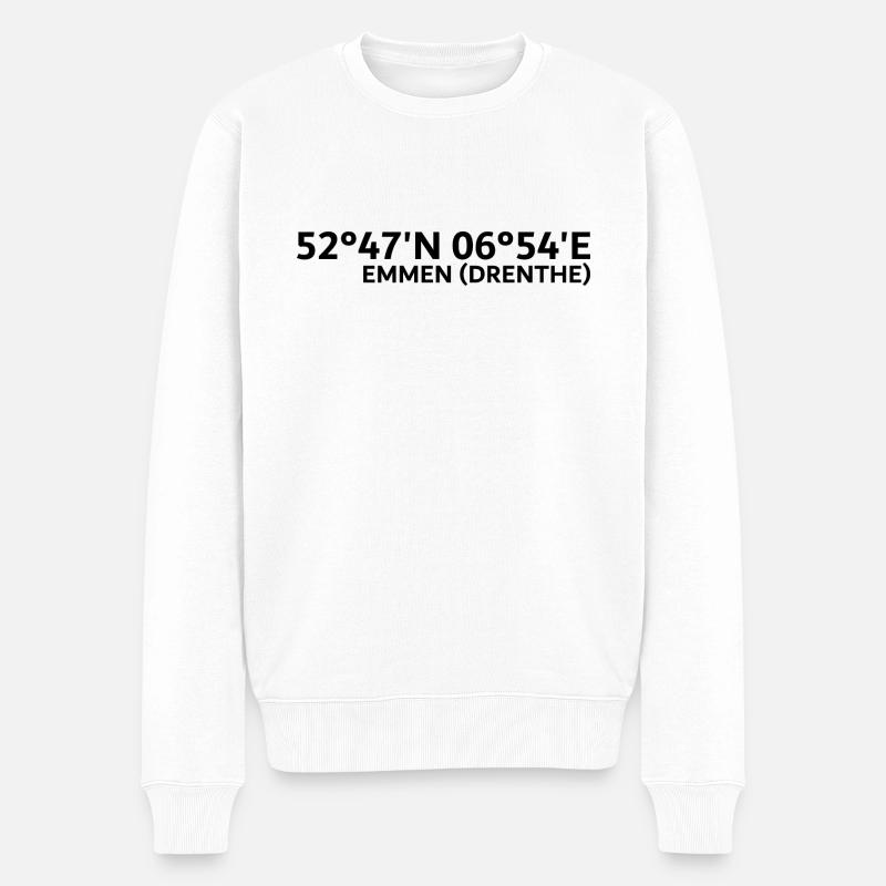 Coordonnées Emmen (Drenthe) - Pull Premium bio Homme - blanc