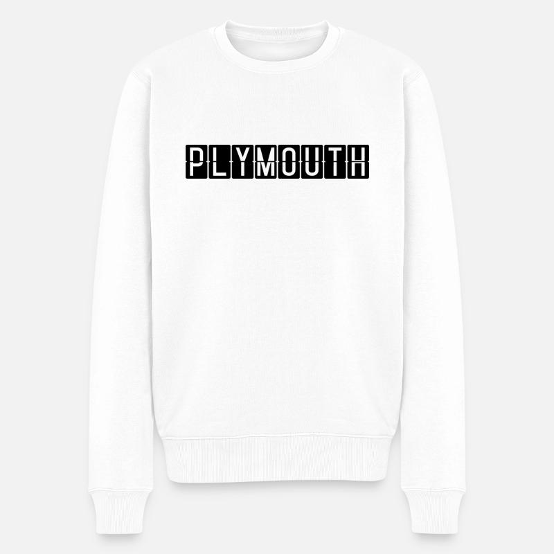 Plymouth Flughafentafel - Männer Premium Bio Pullover - Weiß