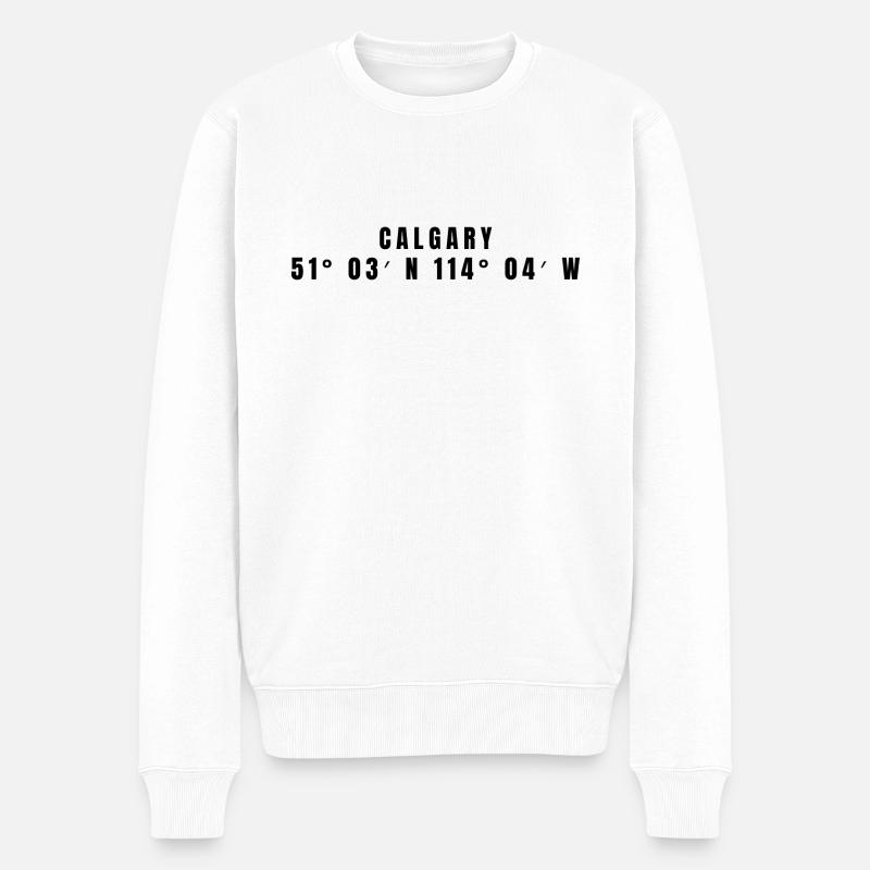 Coordonnées Calgary, Canada - Pull Premium bio Homme - blanc
