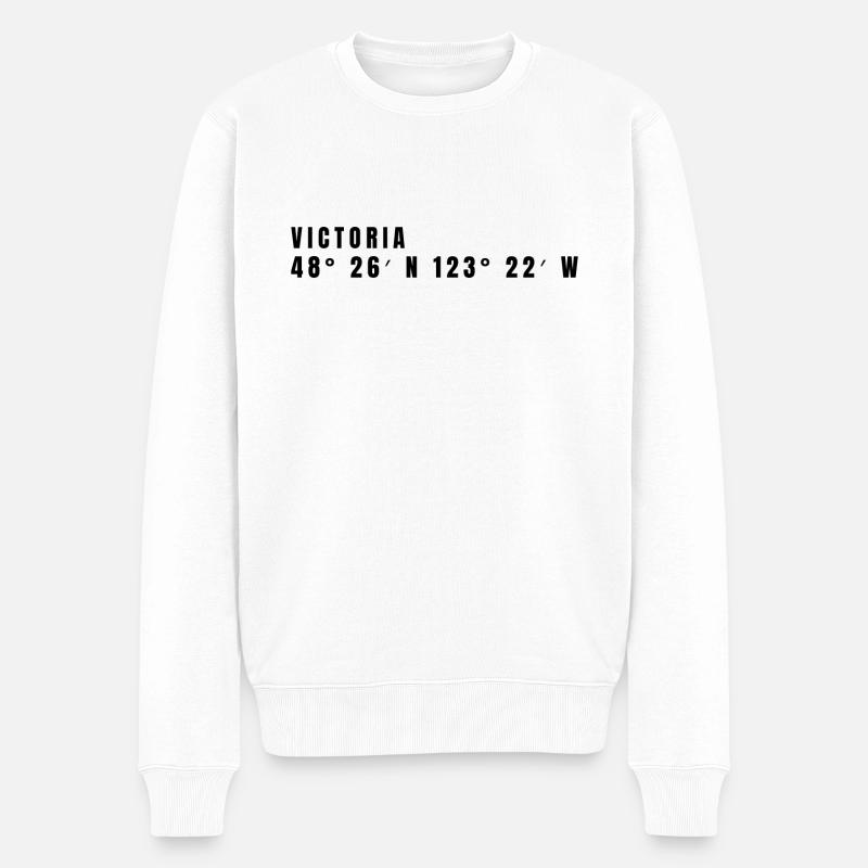 Victoria Kanada Koordinaten - Männer Premium Bio Pullover - Weiß