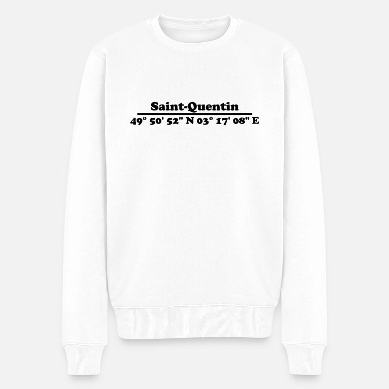 Saint-Quentin Koordinaten - Männer Premium Bio Pullover - Weiß