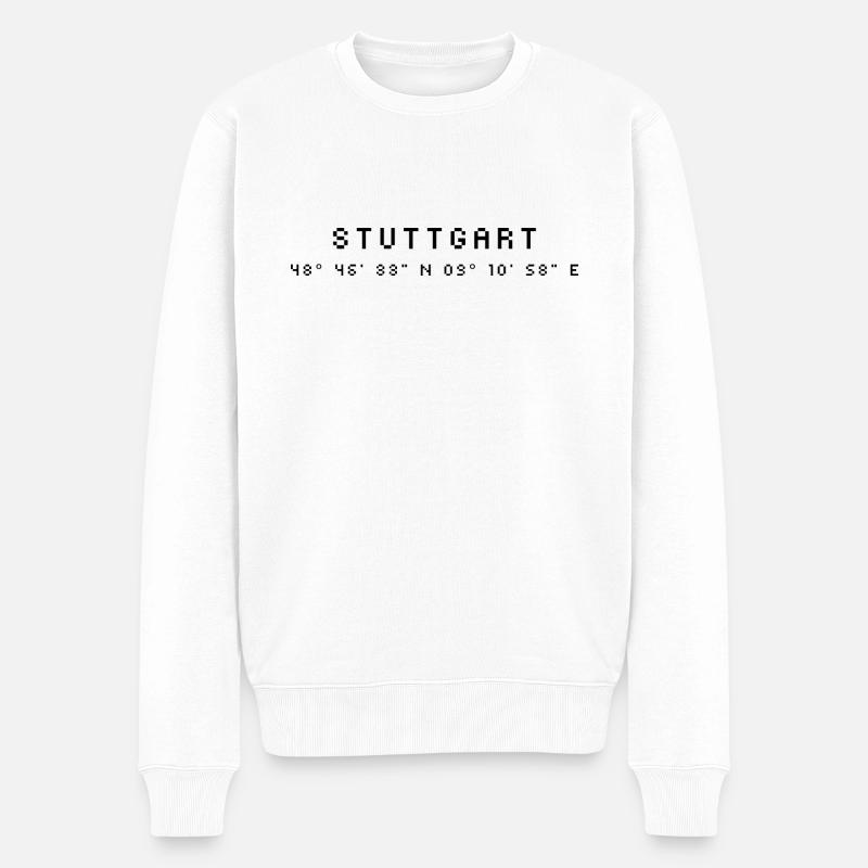 Stuttgart Koordinaten - Männer Premium Bio Pullover - Weiß