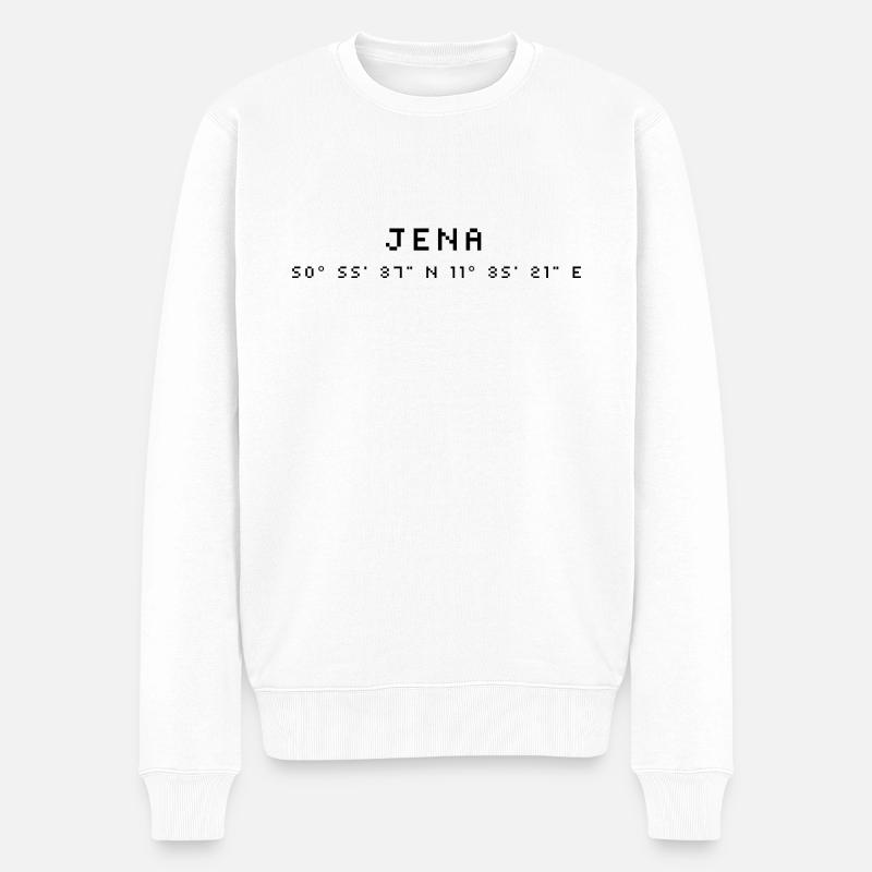 Jena⁠ Koordinaten - Männer Premium Bio Pullover - Weiß