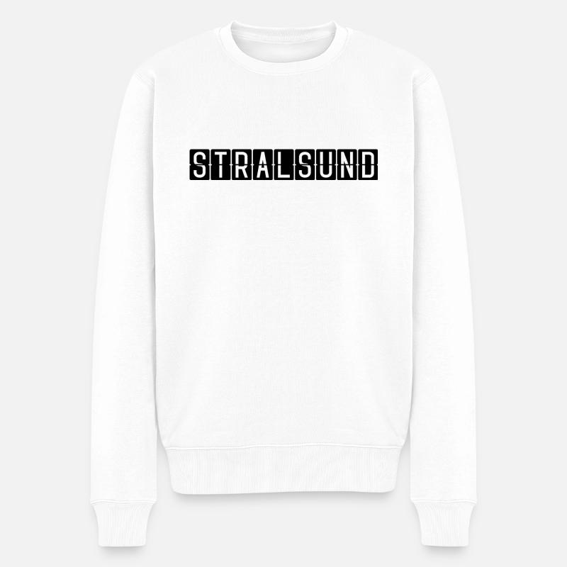 Stralsund Flughafentafel - Männer Premium Bio Pullover - Weiß