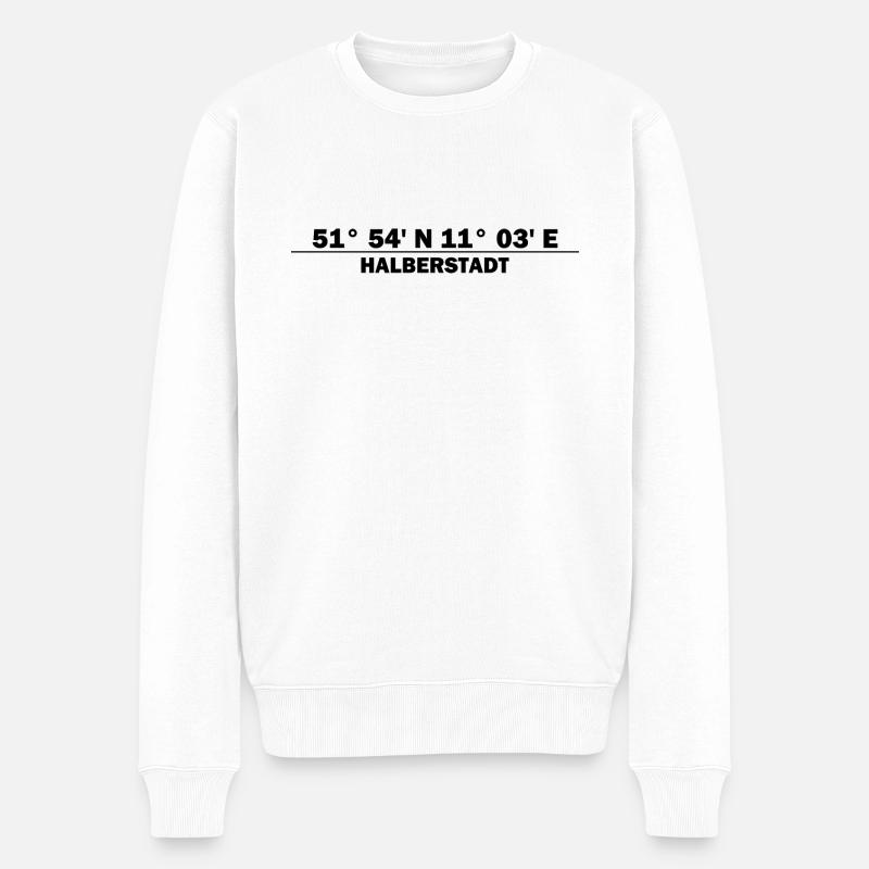 Halberstadt Koordinaten - Männer Premium Bio Pullover - Weiß