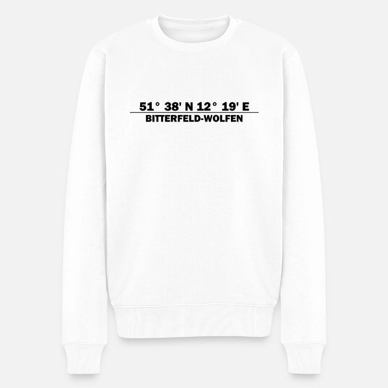 Bitterfeld-Wolfen Koordinaten - Männer Premium Bio Pullover - Weiß