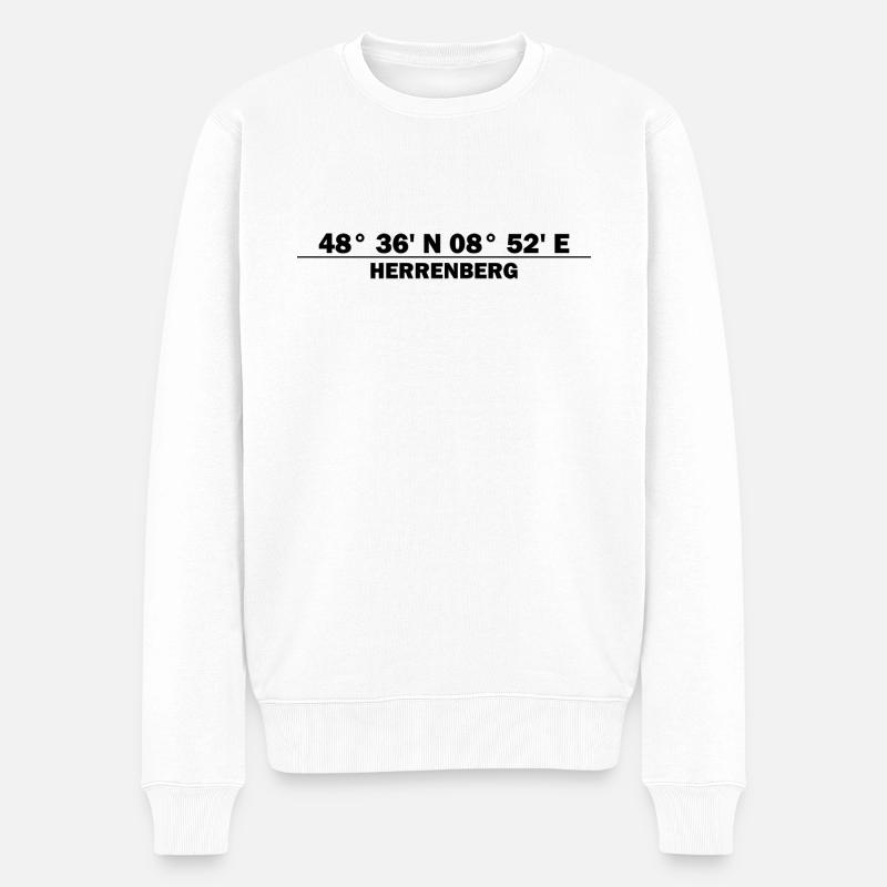 Herrenberg Koordinaten - Männer Premium Bio Pullover - Weiß
