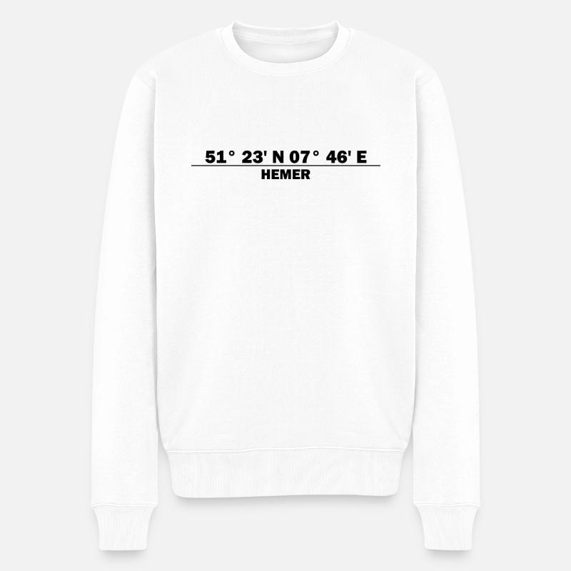 Hemer Koordinaten - Männer Premium Bio Pullover - Weiß