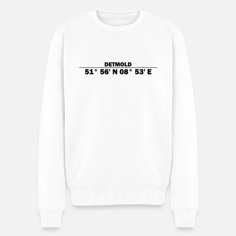 Detmold Koordinaten - Männer Premium Bio Pullover - Weiß
