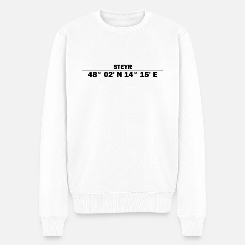 Steyr Koordinaten - Männer Premium Bio Pullover - Weiß