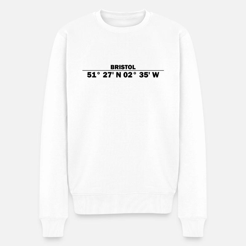 Bristol Koordinaten - Männer Premium Bio Pullover - Weiß