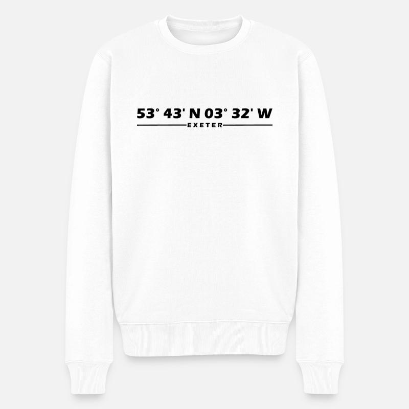 Exeter Koordinaten - Männer Premium Bio Pullover - Weiß