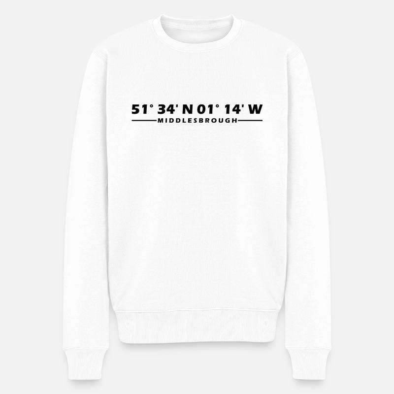 Middlesbrough Koordinaten - Männer Premium Bio Pullover - Weiß