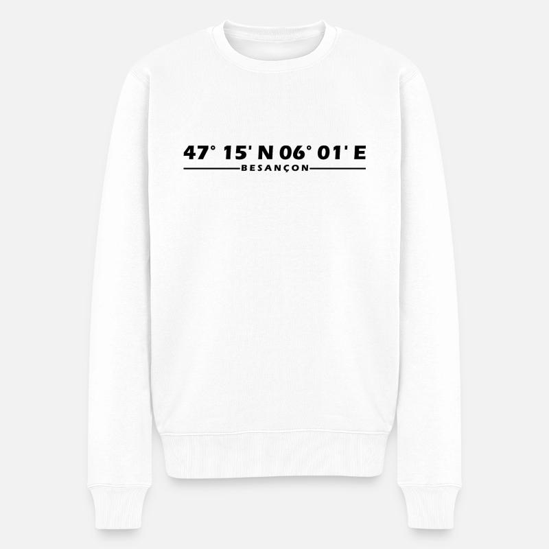 Besançon Koordinaten - Männer Premium Bio Pullover - Weiß