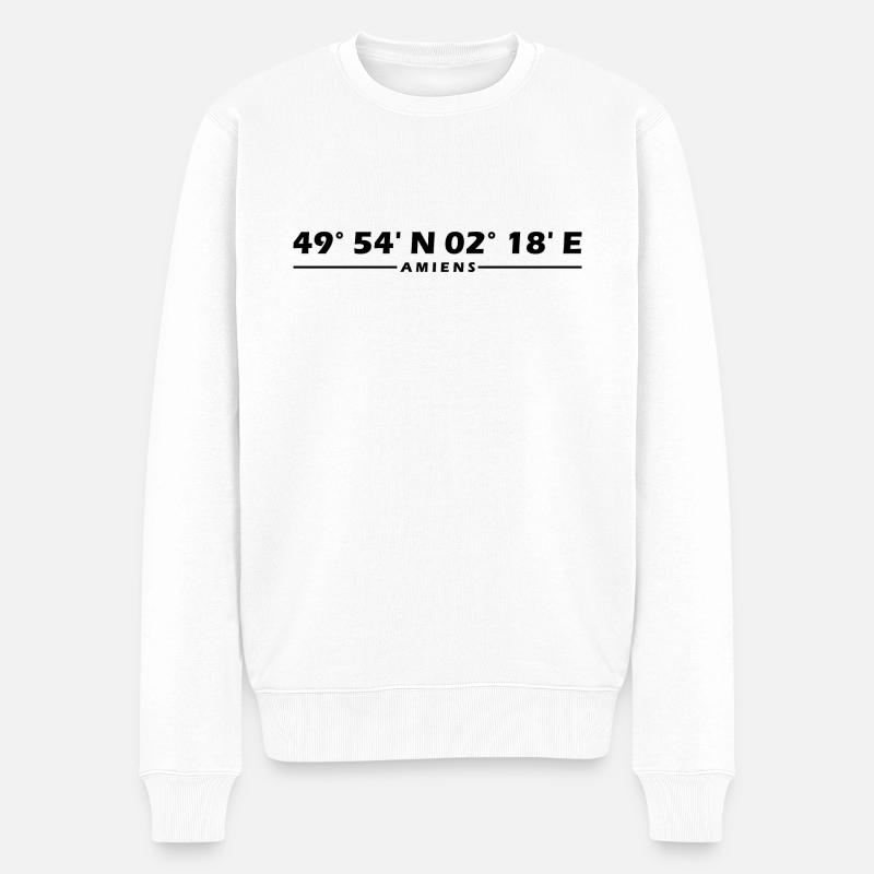 Amiens Koordinaten - Männer Premium Bio Pullover - Weiß