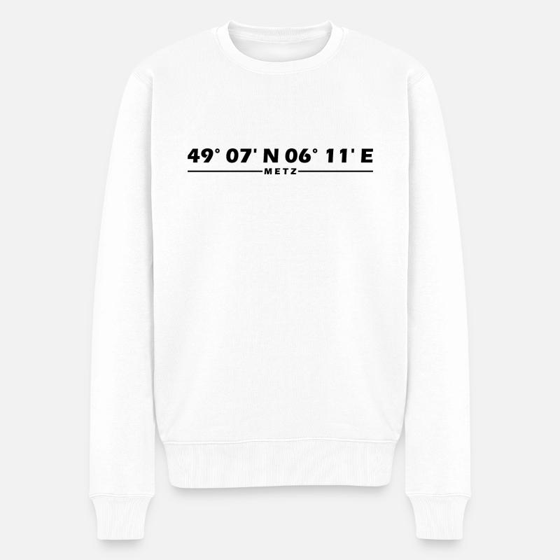 Metz Koordinaten - Männer Premium Bio Pullover - Weiß
