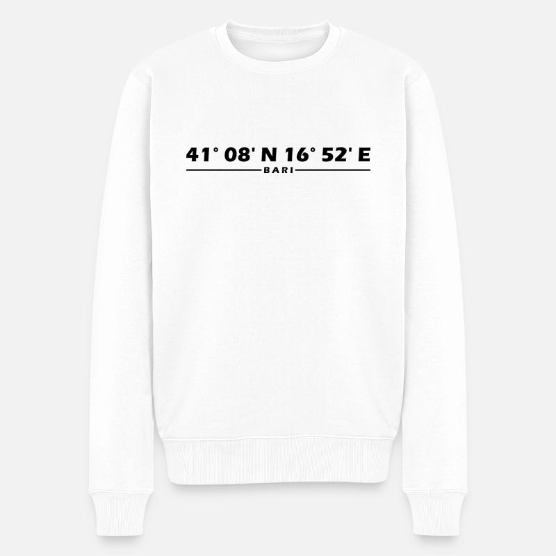 Bari Koordinaten - Männer Premium Bio Pullover - Weiß