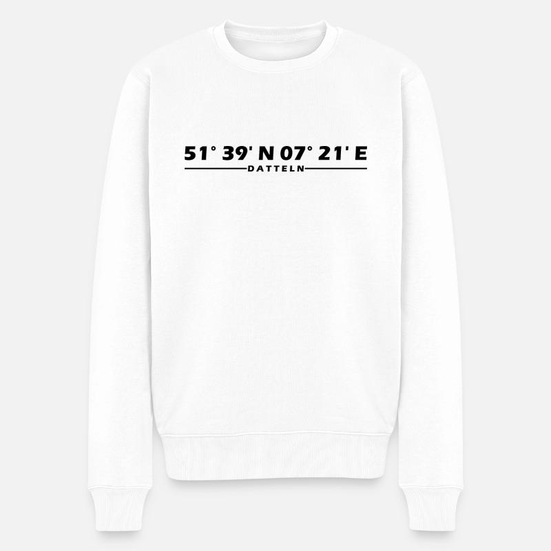 Coordonnées des dates - Pull Premium bio Homme - blanc