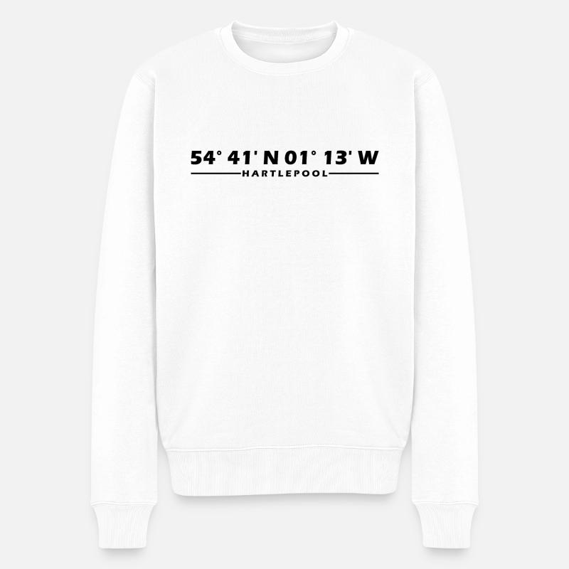 Hartlepool Koordinaten - Männer Premium Bio Pullover - Weiß