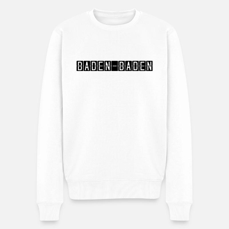 Baden-Baden Flughafentafel - Männer Premium Bio Pullover - Weiß