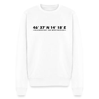 Klagenfurt am Wörthersee Koordinaten - Männer Premium Bio Pullover - Weiß - Vorne - Thijin (182cm)