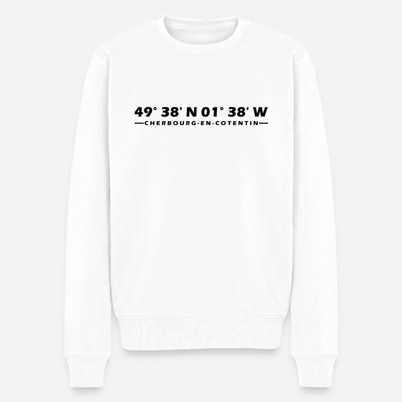 Cherbourg-en-Cotentin Koordinaten - Männer Premium Bio Pullover - Weiß