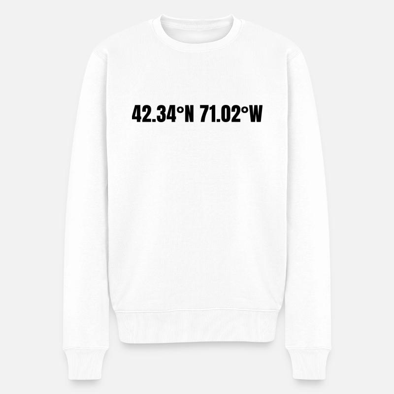 Coordonnées Boston, Massachusetts, États-Unis - Pull Premium bio Homme - blanc