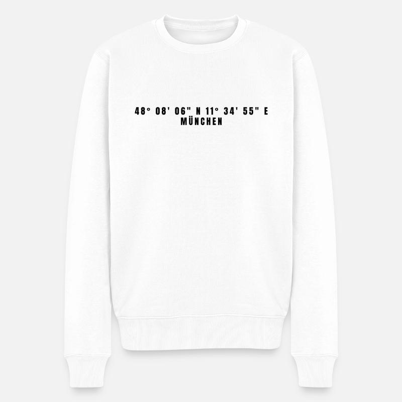 München Bayern Koordinaten - Männer Premium Bio Pullover - Weiß