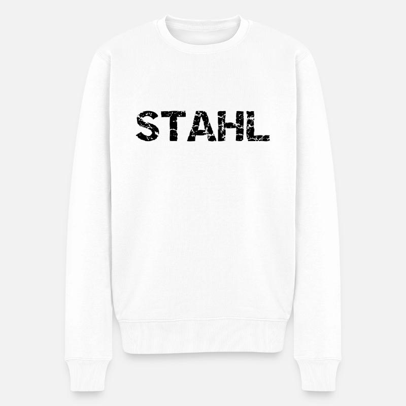 Stahl - Männer Premium Bio Pullover - Weiß