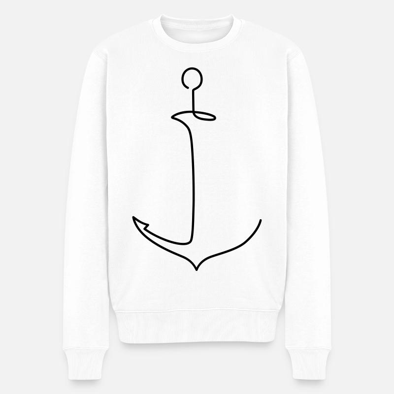  Stilisierter Anker - Maritim Segelboot Meer  - Männer Premium Bio Pullover - Weiß