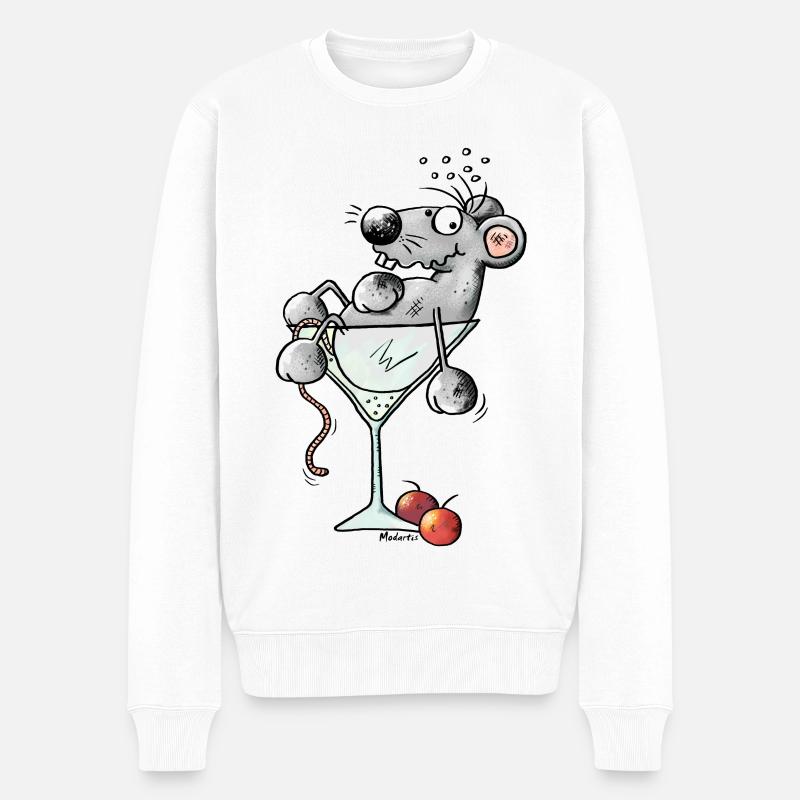 Beschwipste Cocktail Maus - Mäuse - Männer Premium Bio Pullover - Weiß