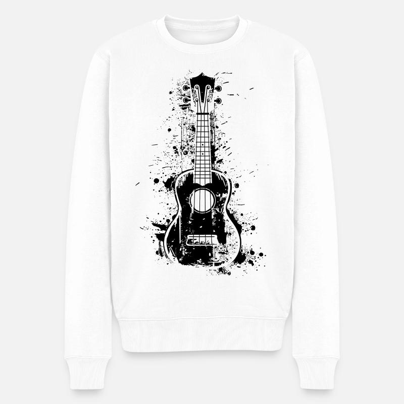 Ukulele Farbklecks - Männer Premium Bio Pullover - Weiß