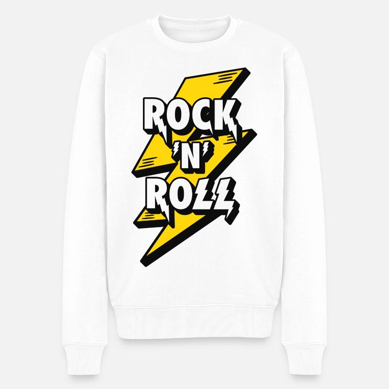 Elektrisierendes Rock'n'Roll-Lightning-Design - Männer Premium Bio Pullover - Weiß