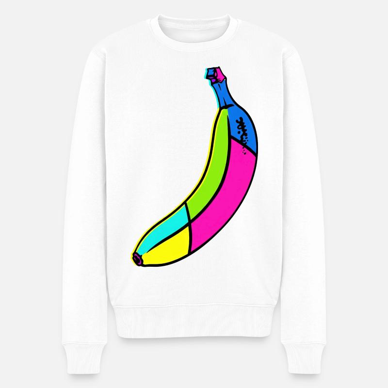 Neon Banane Pop Art Design - Männer Premium Bio Pullover - Weiß