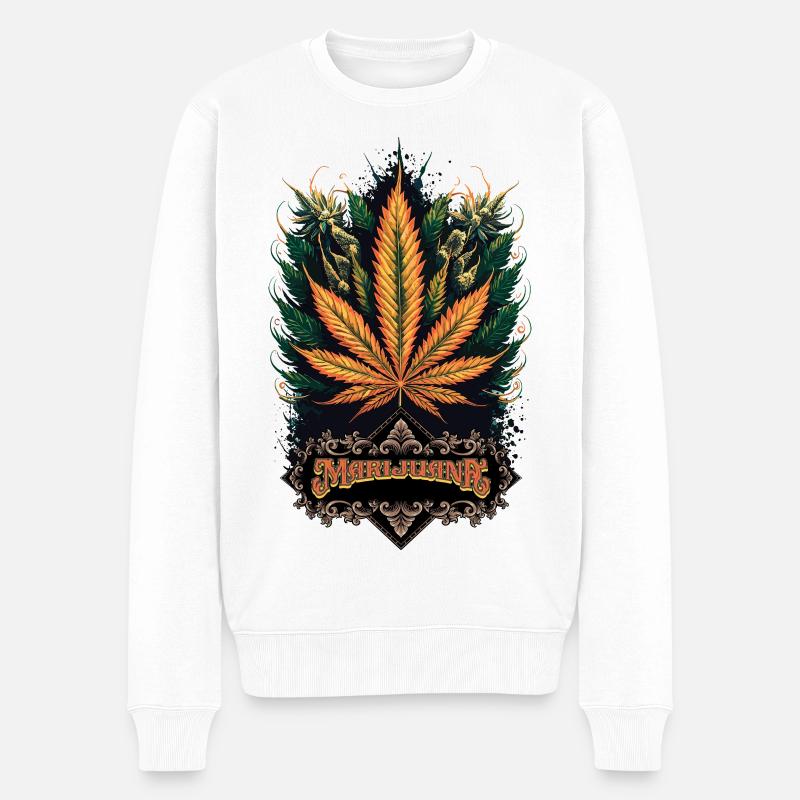 Marijuana - Männer Premium Bio Pullover - Weiß