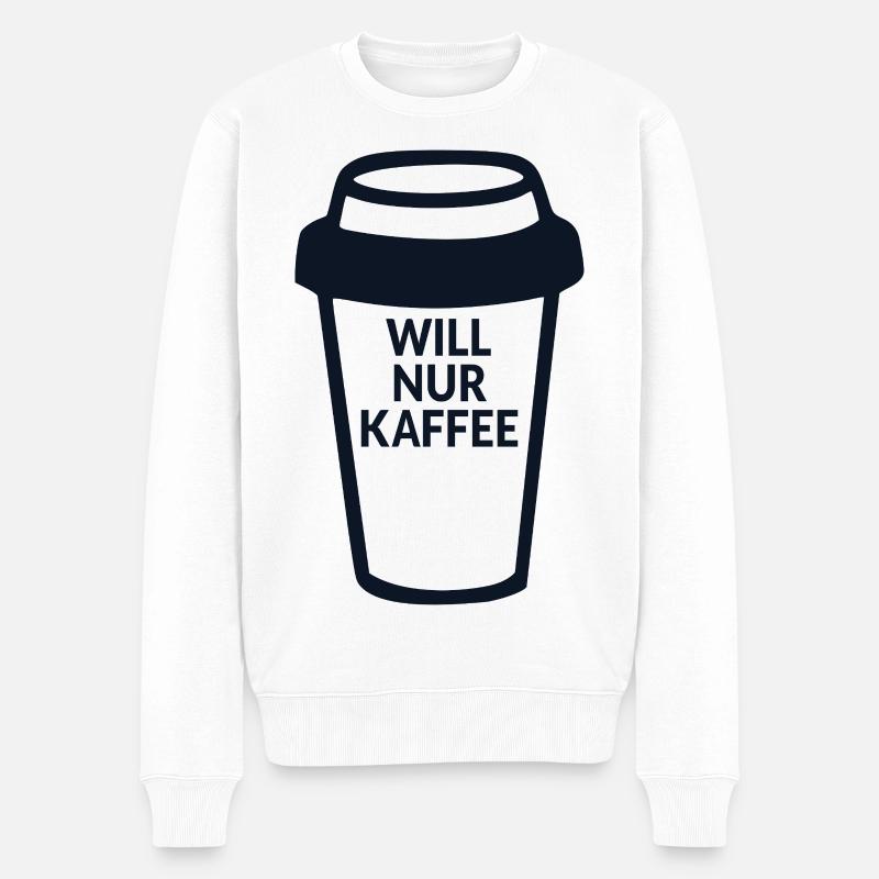 Kaffeetrinkerin Kaffee - Männer Premium Bio Pullover - Weiß