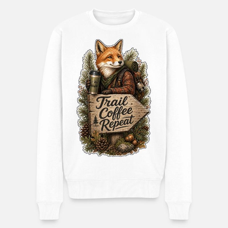 Trail Coffee Repeat Fuchs - Männer Premium Bio Pullover - Weiß
