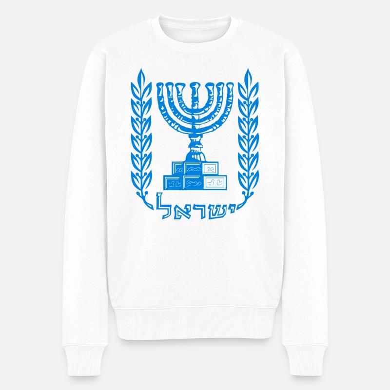 Menora Der siebenarmige Leuchter, Israel Judentum - Männer Premium Bio Pullover - Weiß