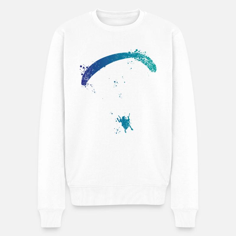 Gleitschirmflieger Spritzer - Männer Premium Bio Pullover - Weiß