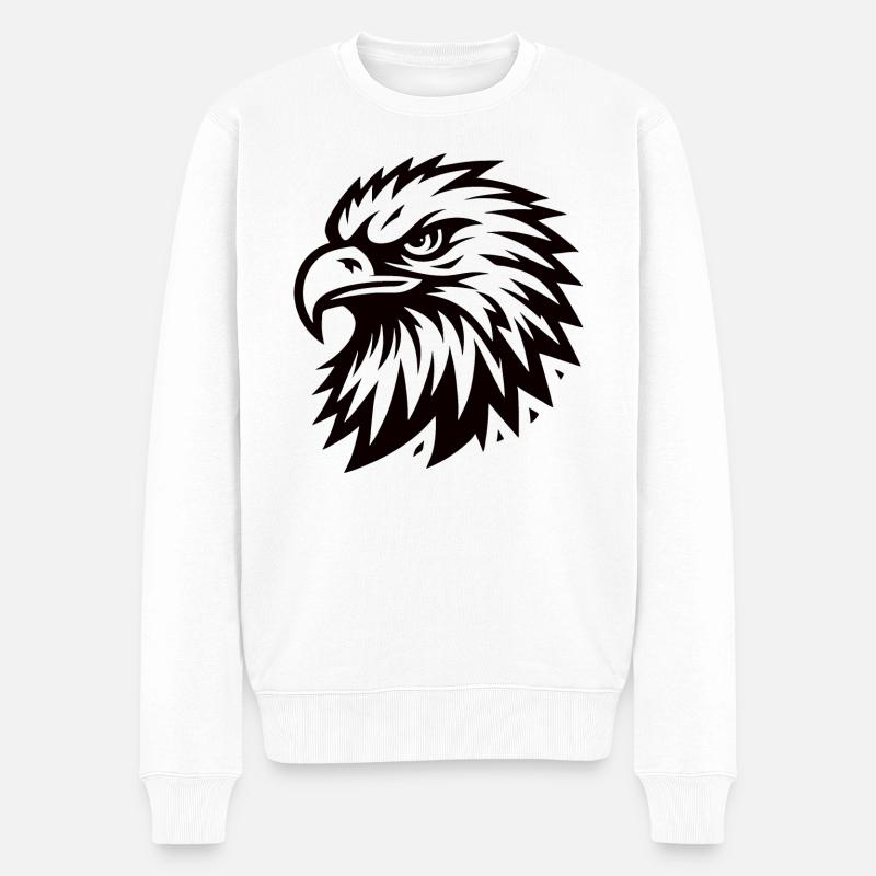 Cooles Adler Design - Männer Premium Bio Pullover - Weiß
