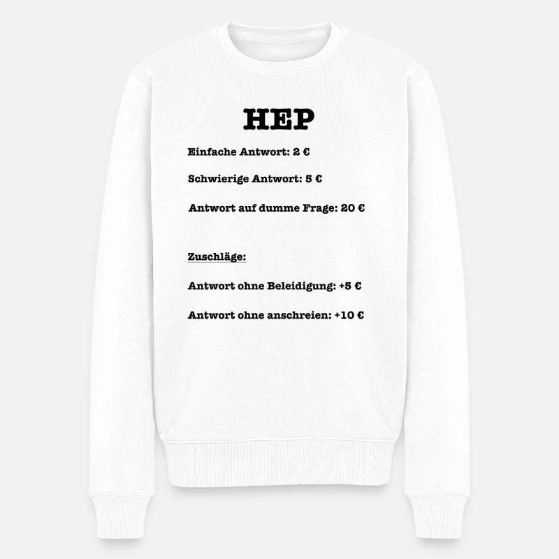 Heilerziehungspfleger HEP Antworten Preisliste - Männer Premium Bio Pullover - Weiß