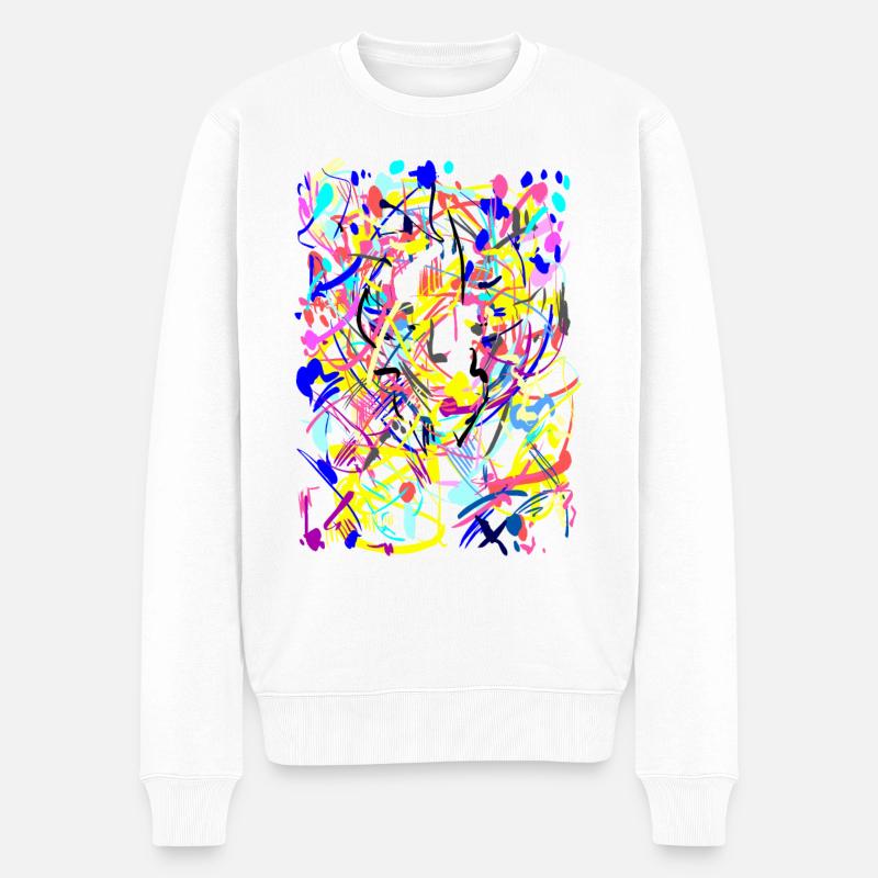 Farben Kunst Abstrakt - Männer Premium Bio Pullover - Weiß