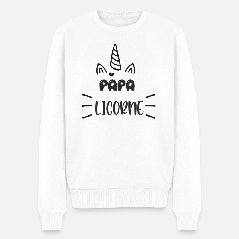 Einhorn Papa - Männer Premium Bio Pullover - Weiß