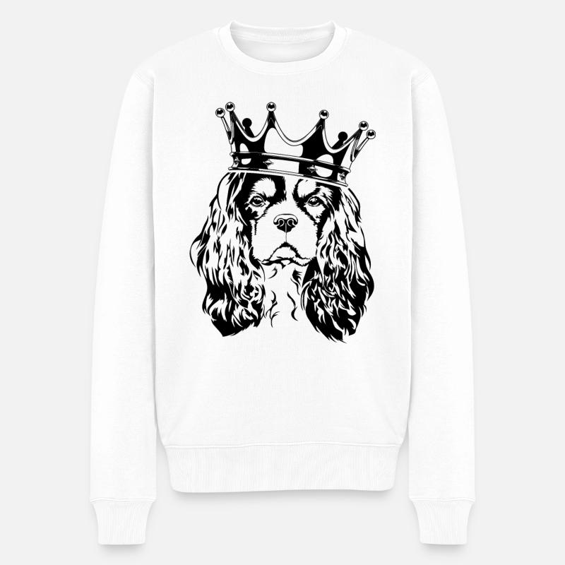 CAVALIER KING CHARLES SPANIEL Krone Hunde Wilsigns - Männer Premium Bio Pullover - Weiß
