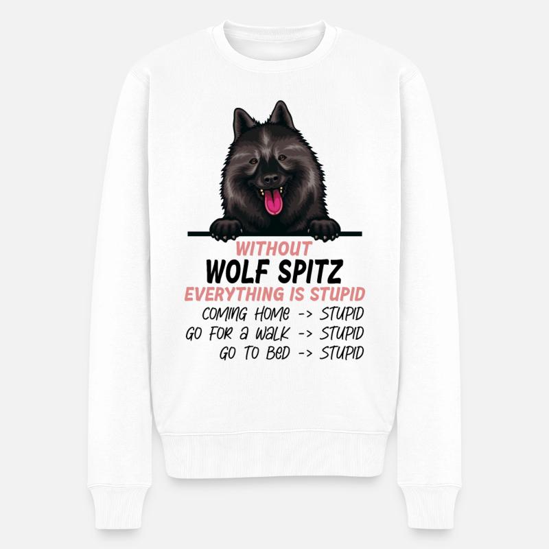 Ohne Wolfsspitz ist alles doof - Männer Premium Bio Pullover - Weiß