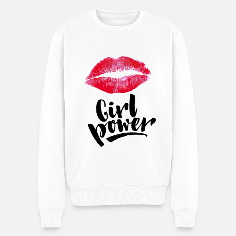 Girl Power - Männer Premium Bio Pullover - Weiß